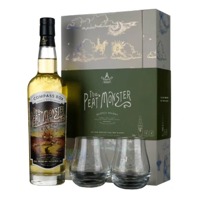 Compass Box the Peat Monster Gift Pack With 2X Glasses