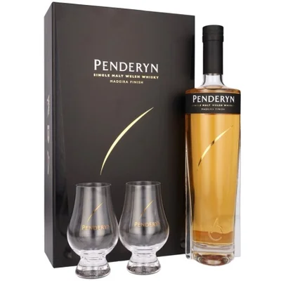Penderyn Madeira Finish Gift Set With 2X Glasses