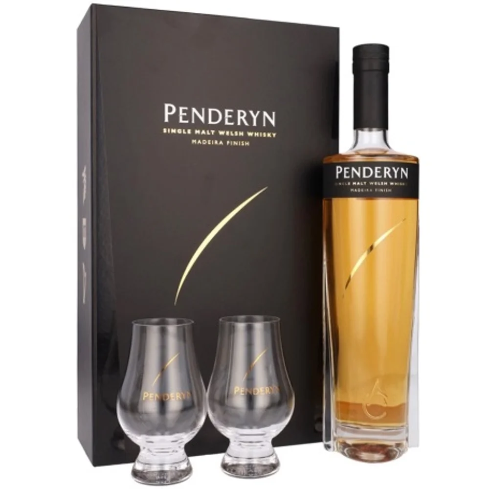 Botella de Penderyn Madeira Finish Gift Set With 2X Glasses